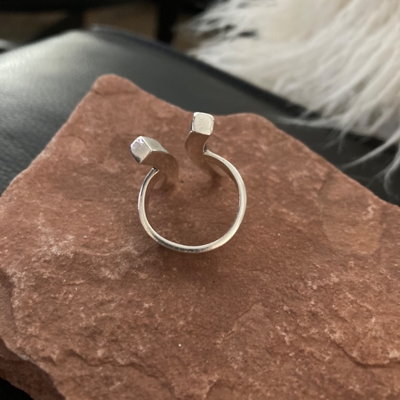 .925 Large Double Bar Sterling Silver Ring - Picture 9 of 14